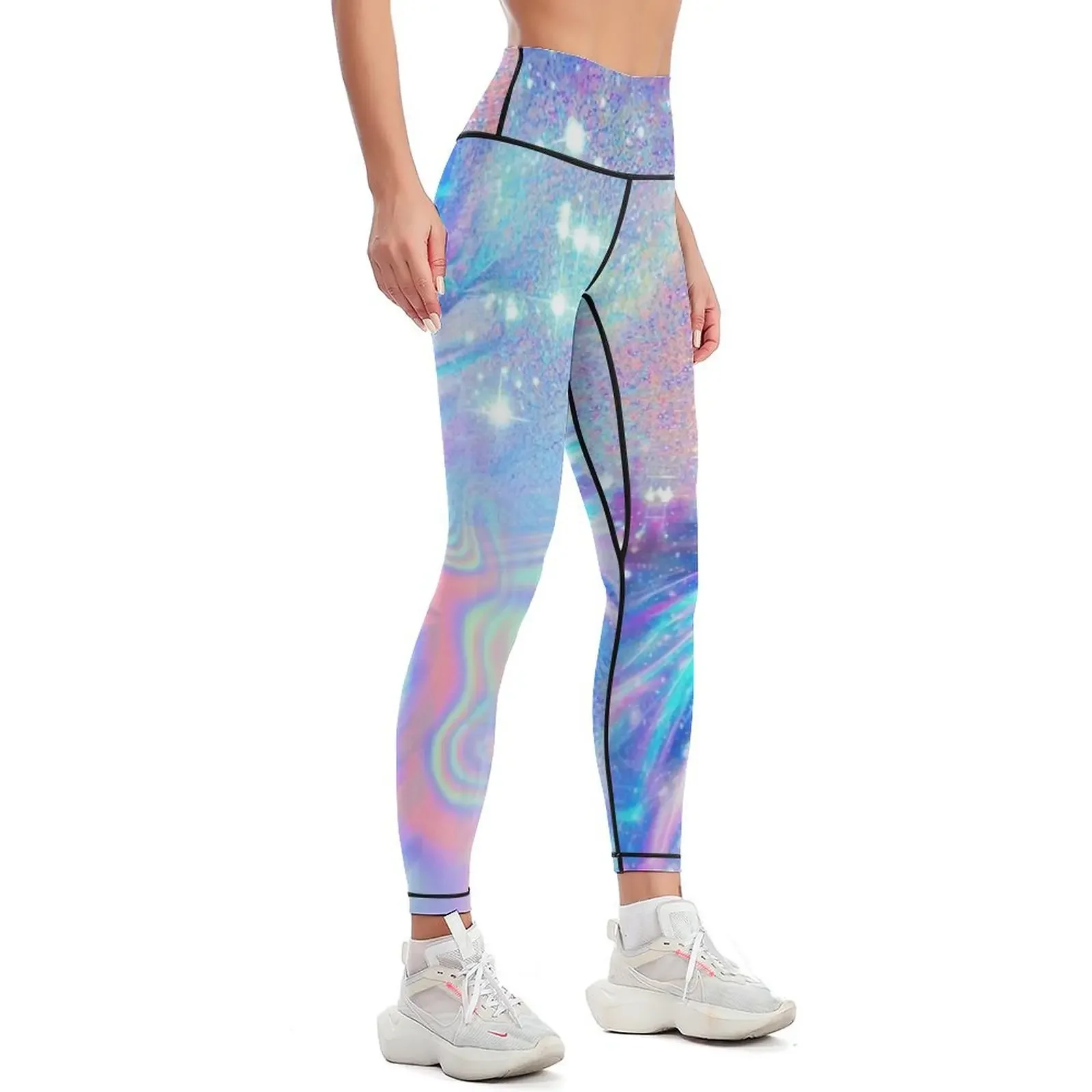 Sparkly Rainbow Holographic Pattern Leggings Pants sport Women's trousers Tight fitting woman Womens Leggings