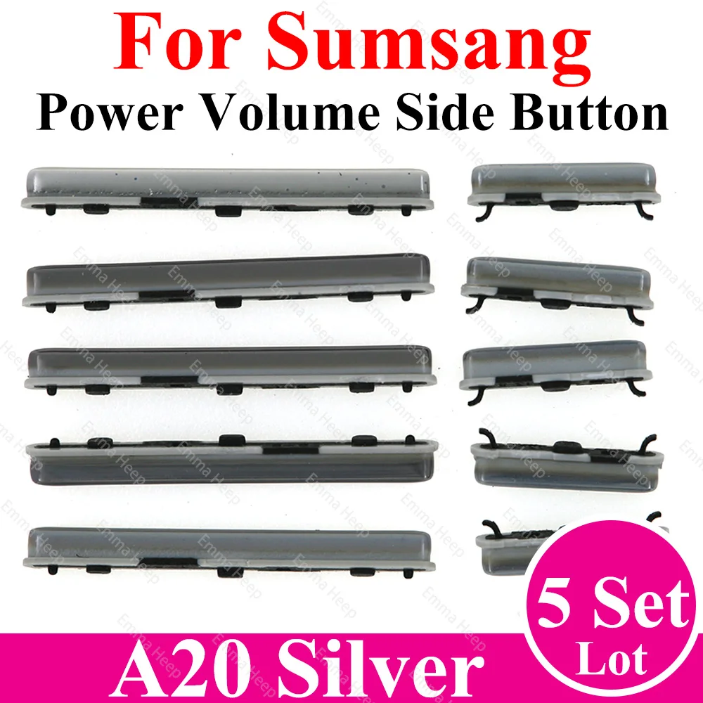 5Set Power Volume Side Button Key For Samsung A20 A20s A21s A30 A30s Phone Housing On Off Up Down Replace Repair Parts