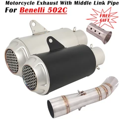 Slip On For Benelli 502 502C Motorcycle Exhuast Escape System Modified Muffler With Stainless Steel Middle Link Pipe