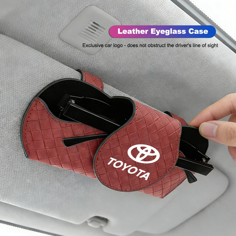 

Автомобильный солнцезащитный козырек, чехол для очков, клетчатый кожаный зажим для хранения солнцезащитных очков для Toyota 86 Supra Aygo Prado RAV4 Hilux Yaris Corolla 4Runner