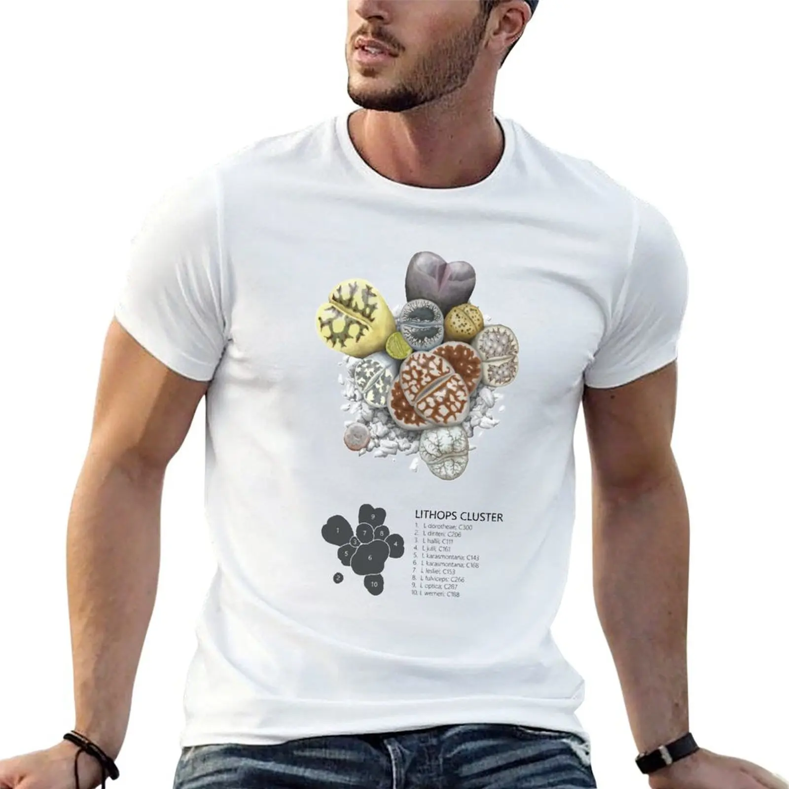 Lithops Cluster (Labels) T-Shirt designer shirts sweat Men's cotton t-shirt