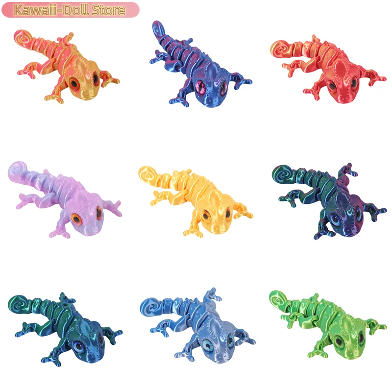 1Pcs Movable Multi-joint Simulation Chameleon Toy 3D Printing Doll Eye Dragon Ornaments