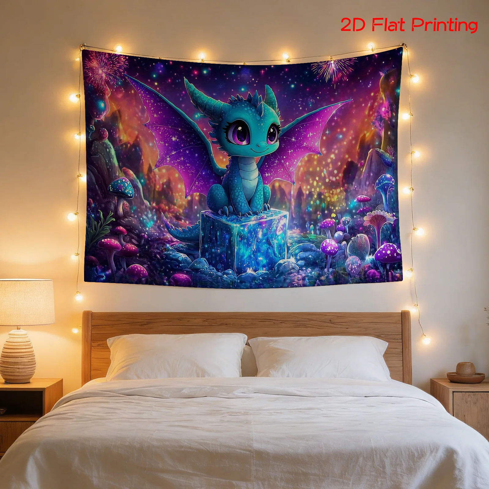 Giant Cosmic Galaxy Blue Dragon Tapestry Wall Hanging Room Decor Art 180x280cm Fantasy Space Fairy Mural