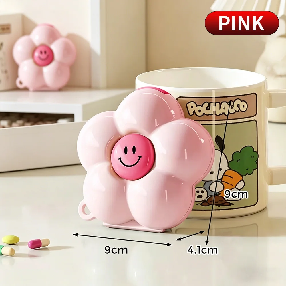 Dopamine Floral Mini Pill Box Portable Lightproof Sealed Daily Vitamin Medicine Case - view 4