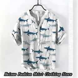 2024 Popular Men's Shirts, Summer Leisure, Vacation, Home, 3D Premium Print, Retro Linen Short Sleeve Polo Shirt, XS-5XL