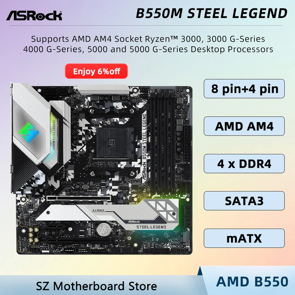ASRock B550M STEEL LEGEND AMD B550 Motherboard Socket AM4 for