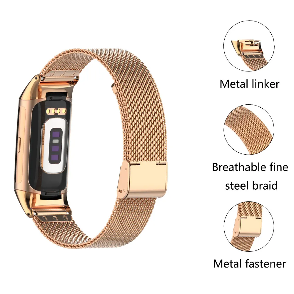 Stainless Steel Metal Watch Strap, Watchband, Bracelet for Fitbit Charge 5/6 Smart Watch, Correa Belt