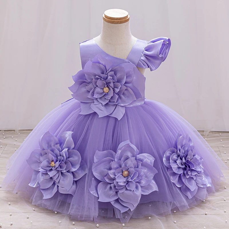 Pageant dresses for Toddler girls new single shoulder flower girl beauty pageant dress 0-6 years old formal Christmas costume
