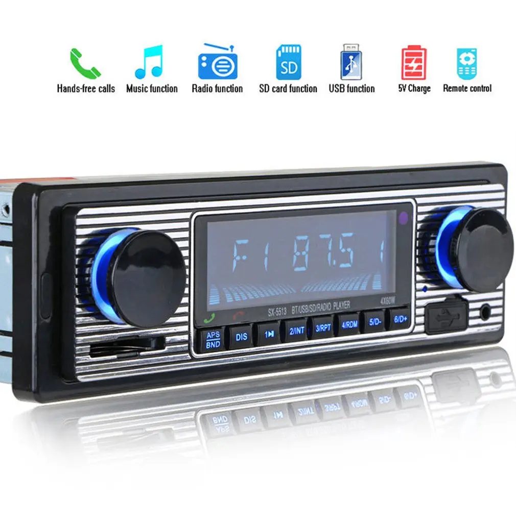 Авто FM-радио Bluetooth Автомобильная стереосистема Винтаж Беспроводной MP3 Мультимедийный плеер AUX USB 12 В Музыка Usb U Диск Sd Card Player