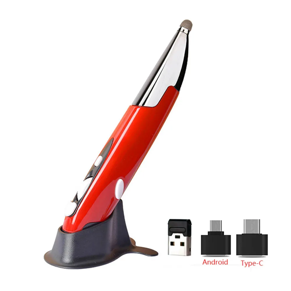 2.4G Wireless 3 in 1 Pen Mouse 1600DPI Optical PPT Page Turner Capacitive Stylus 4 Keys USB Ergonomic Tablet Computer Controller