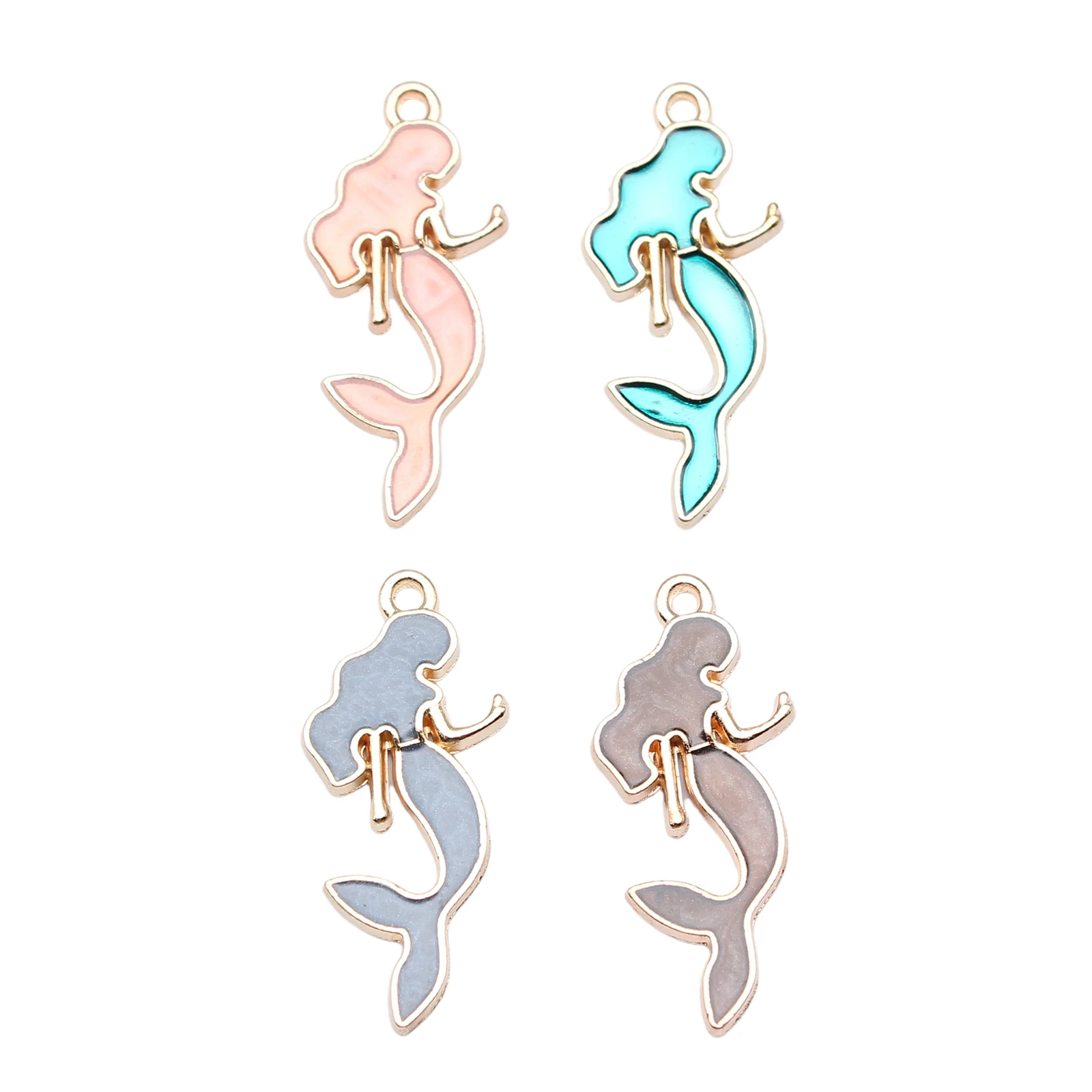 WYSIWYG 10pcs 29x13mm 4 Colors Enamel Mermaid Charms Pendant For DIY Jewelry Making Handmade Jewelry Craft Findings