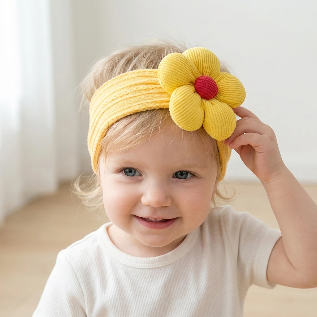 

Fashionable baby and toddler nylon jacquard headband hair accessory, soft donut nylon stockings children's hairband