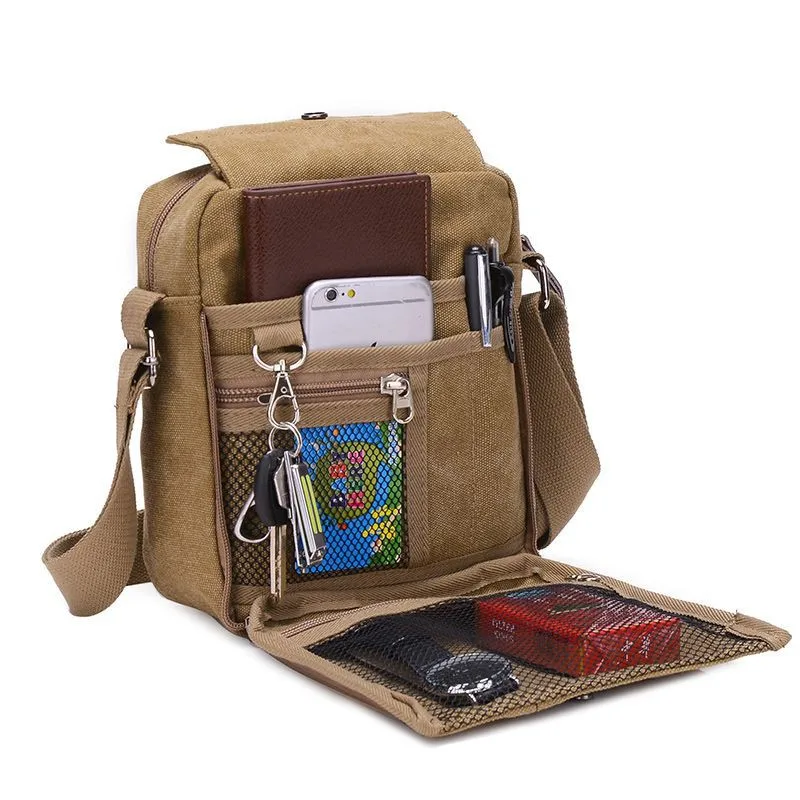 

Men's Bags Canvas Fashion Messenger Bag High Quality Brand Square Shoulder Crossbody