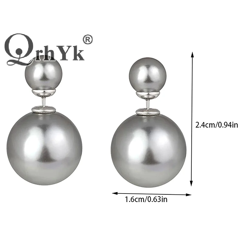 Fashion Double-sided Big Small Pearl Ball Stud Earrings For Women Temperament Earrings Elegant Ladies Party Banquet Jewelry Gift