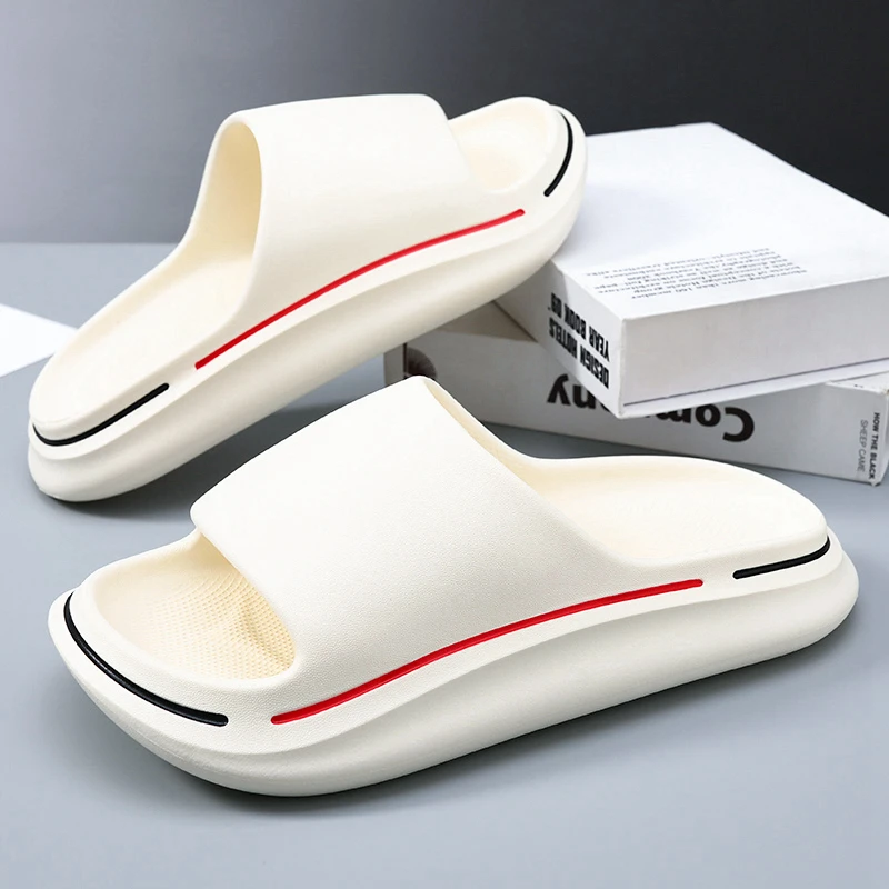 Fashion Men Women Summer Soft Slippers Thick Platform Bathroom Home Men Indoor Non-Slip Anti-Slip Female Cloud Cushion Slides