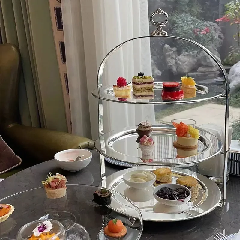 Dessert Table Dim Sum Rack Stainless Steel Cake Fruit Afternoon Tea Dim Sum Rack Tray Tea Break Set Table