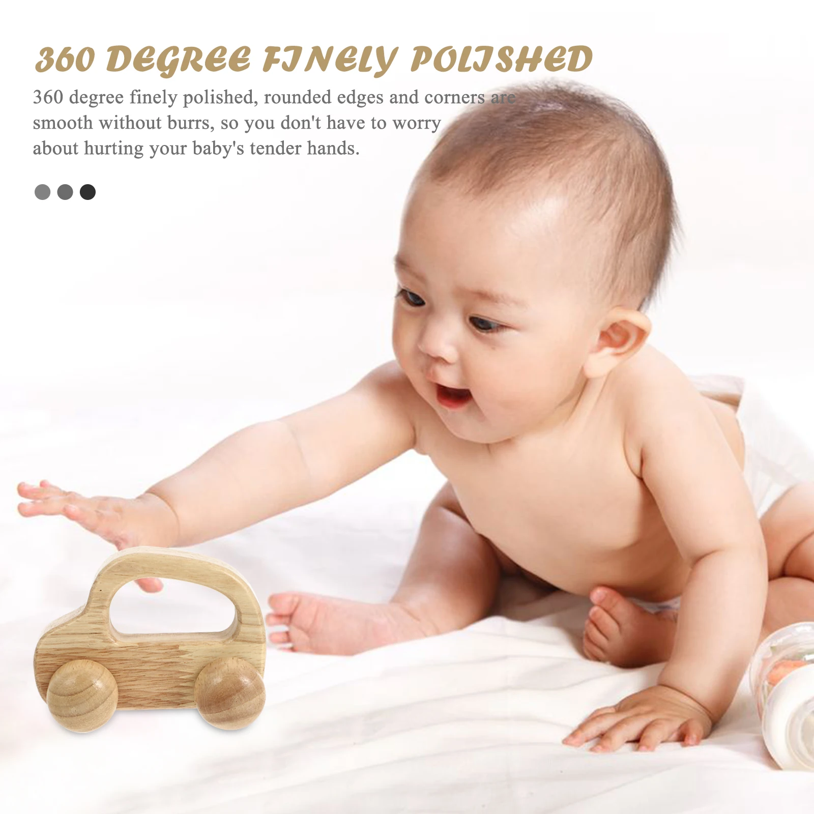 

Trolley Toy Baby Rolling Cart Toddler Teether Cars Children's Push Vehicle Wood