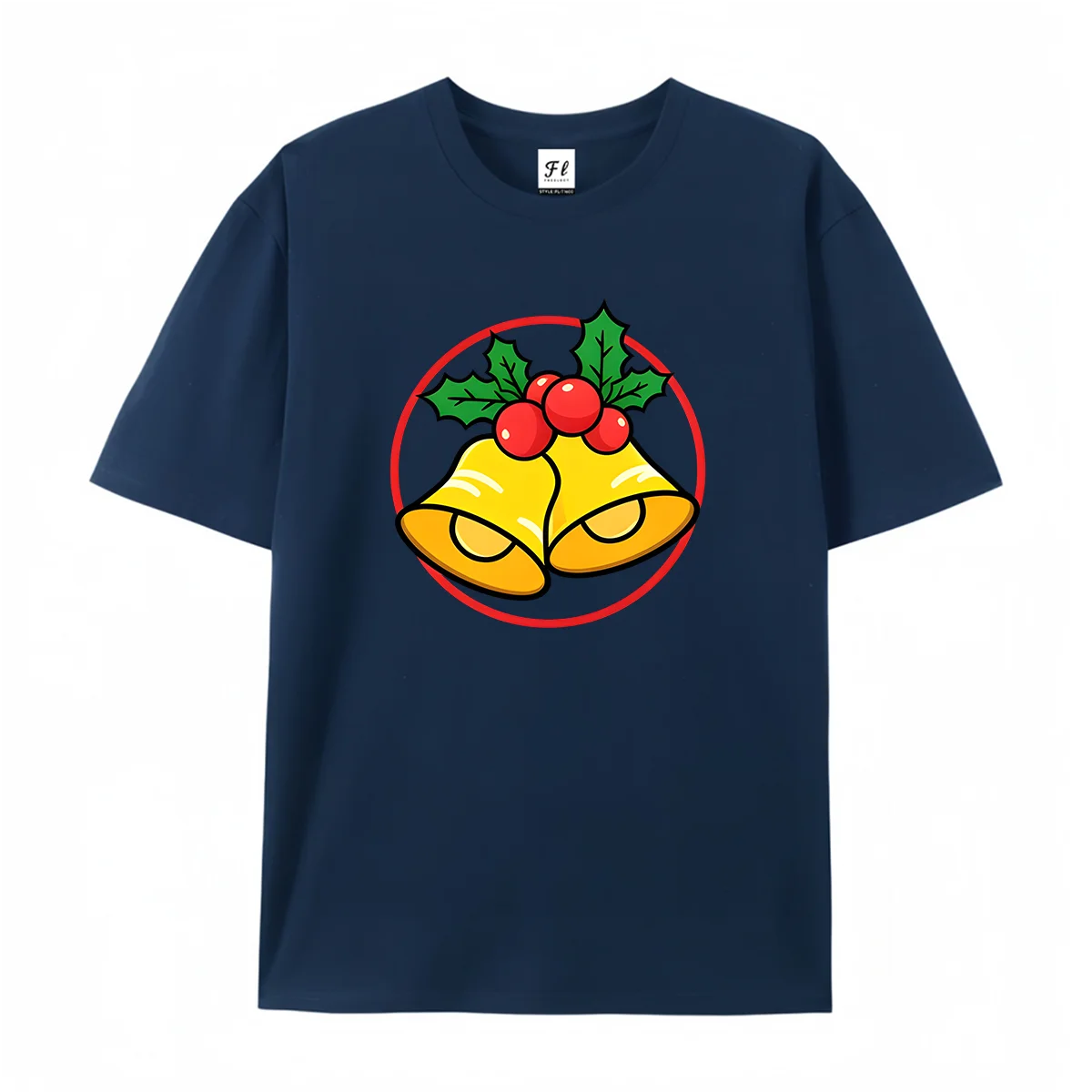 Christmas Bells Holly Berry Cartoon Graphic T Shirt Unisex Summer O Neck Short Sleeve Holiday Festive Art Print Soft Cotton Tees