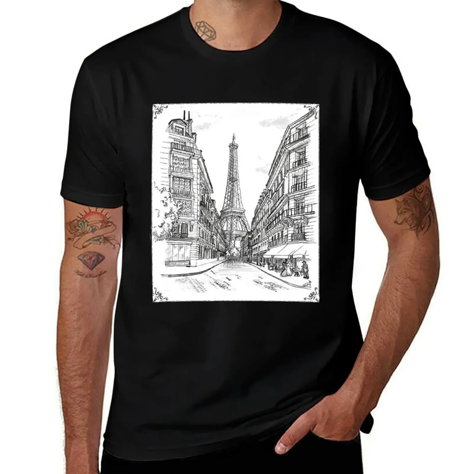 Eiffel Tower in Paris by day T-Shirt Work Utility Casual Tee Shirt(4XL 5XL 6XL No shipping)