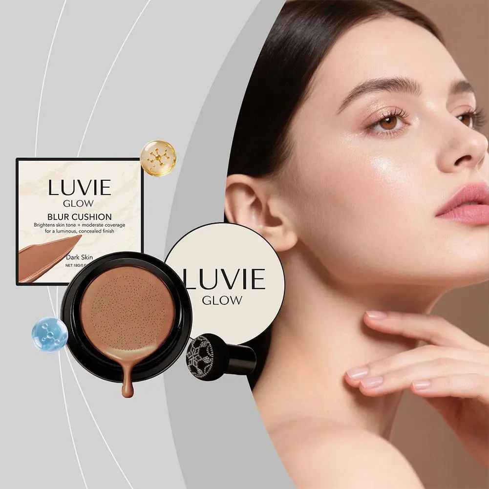 

Korean LUVIE GLOW Hydrating Mushroom Air Cushion BB Cream Waterproof Brightening Lightweight Concealer Long-lasting Cosmetics