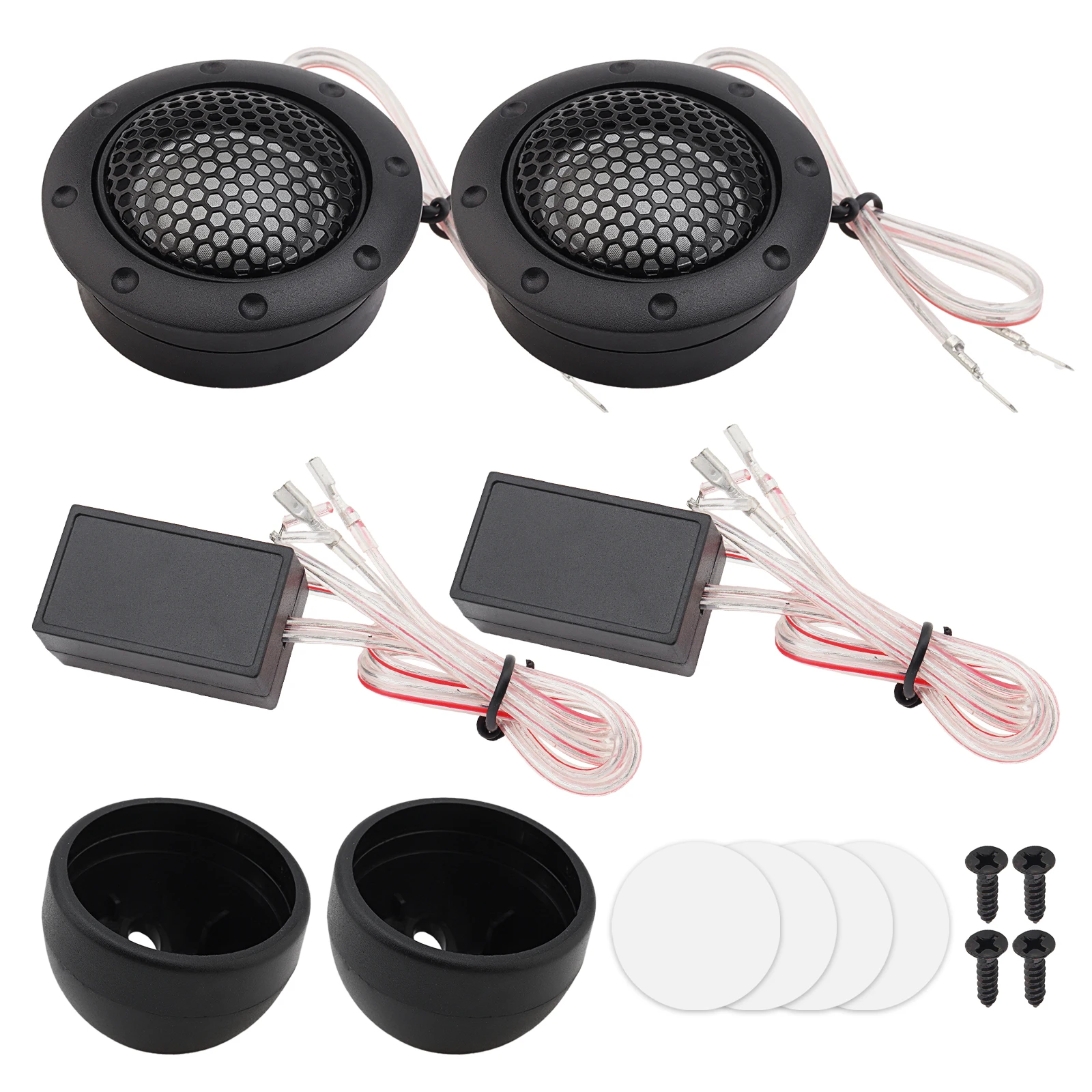 2pcs 1.5 inch 180W Silk Dome Tweeter Speakers for Car Audio System with Hi Fi Filtering Capacitor, Black High Frequency Tweeters
