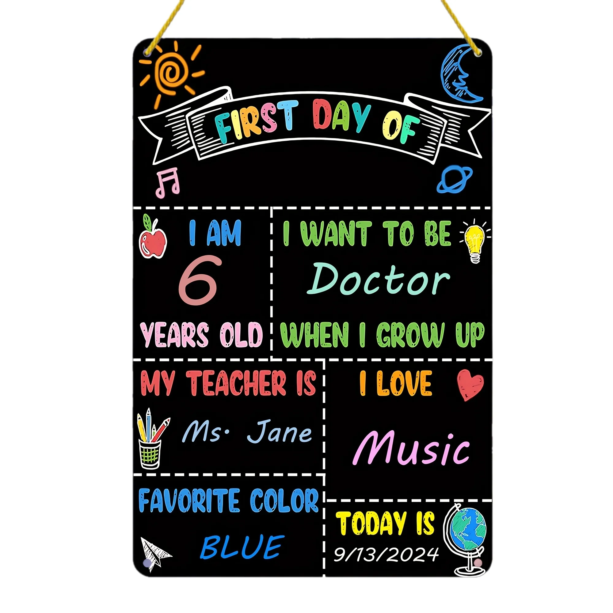 2D Flat, 2D Flat - [2D Flat] 2D Plane - [2D Plane] 1 Retro Style Metal Back to School Sign, 20, 12.6 Inch X 30, 18.9 Inch, Reusa