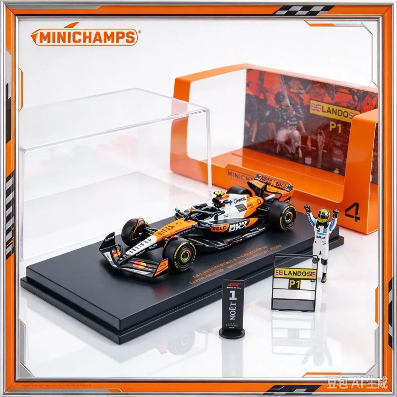 MINICHIAMPS 1:64 McLaren MCL39 Mexican F1 race car 4 # Norris doll alloy die-casting car model, small proportion ornaments.