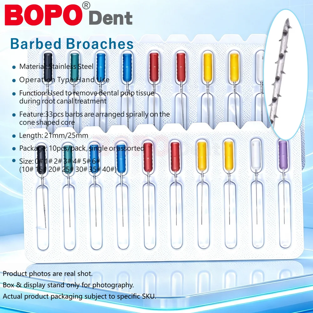 10Pcs/Pack Dental Barbed Broaches Root Canal Files Cleaning Needle Hand Use File for Root Cleaning Dentistry Endo Tools Dentaire