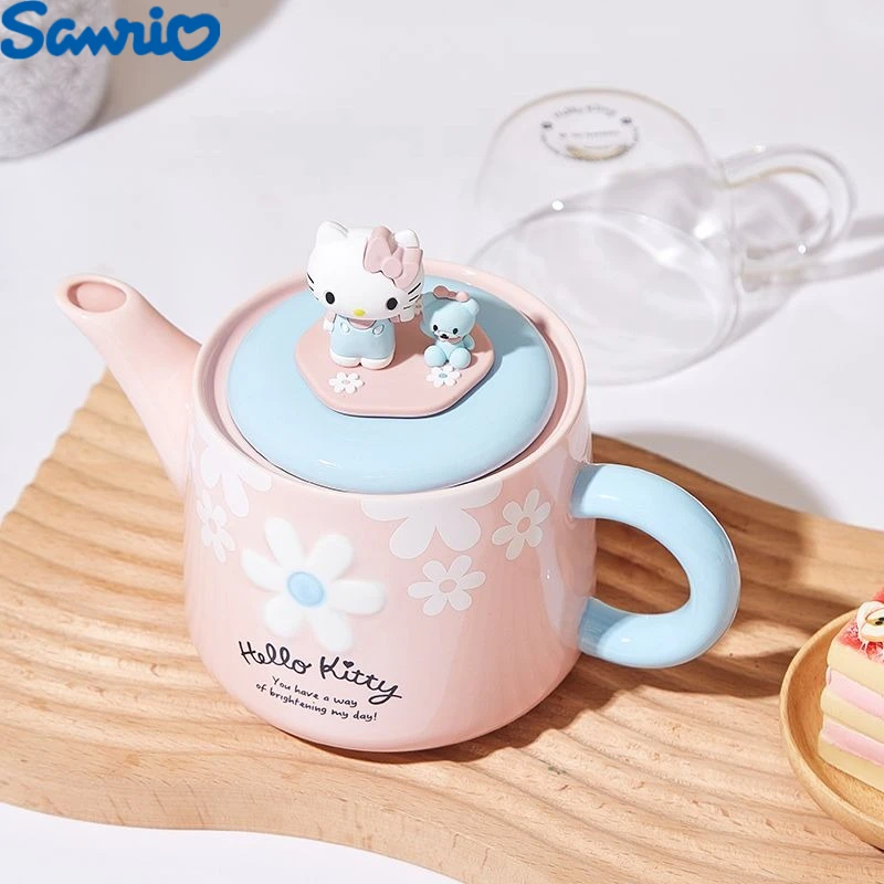 

Sanrio Cartoon Animation Peripheral Hello Kitty Sakura Pink Teapot Autumn and Winter Home Graduation Gift for Friends and School