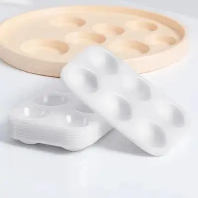 12Pcs Lightweight Plastic Watercolor Palette 6-Section Design Quick-Wash Smooth Surface Painting Tray for Outdoor Sketching Art