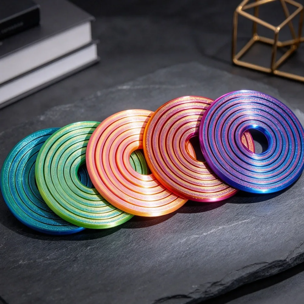 3D Printed 8-Ring Colorful Spinning Stress Relief Ring Fingertip Fidget Spinner Daily Stress Relief Novelty Toy