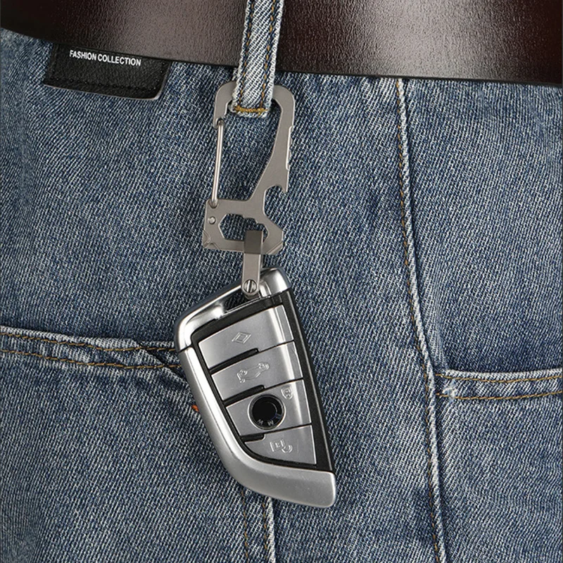D-förmige Mehrzweck-Mini-Schnalle aus Titan, Schlüsselanhänger, Autoschnalle, Outdoor-Werkzeug – Detail 7