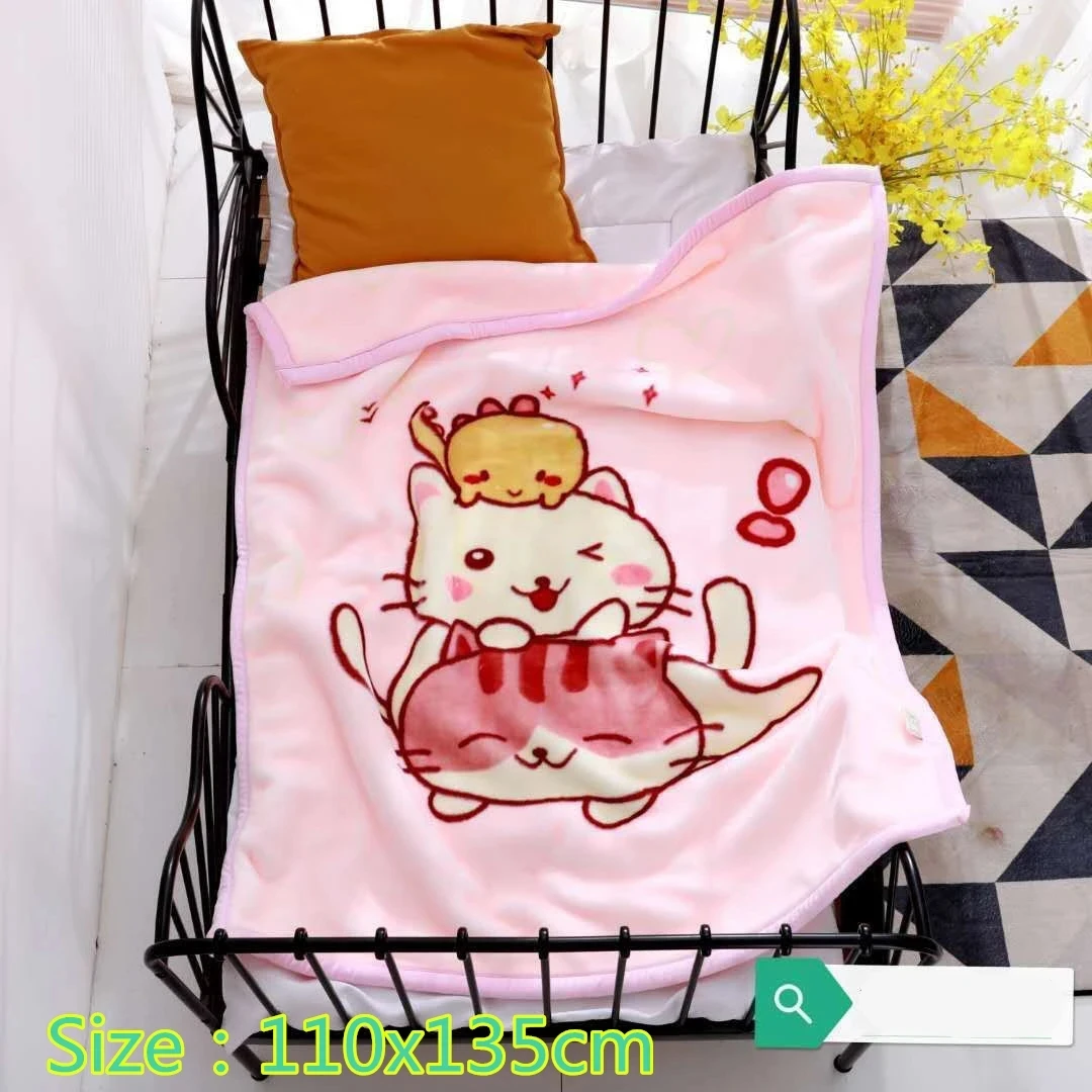 110CM x 135CM Cartoon Animal Print Baby Blanket Four Seasons Universal Thickened Newborn Blanket Flannel Children' Blanket