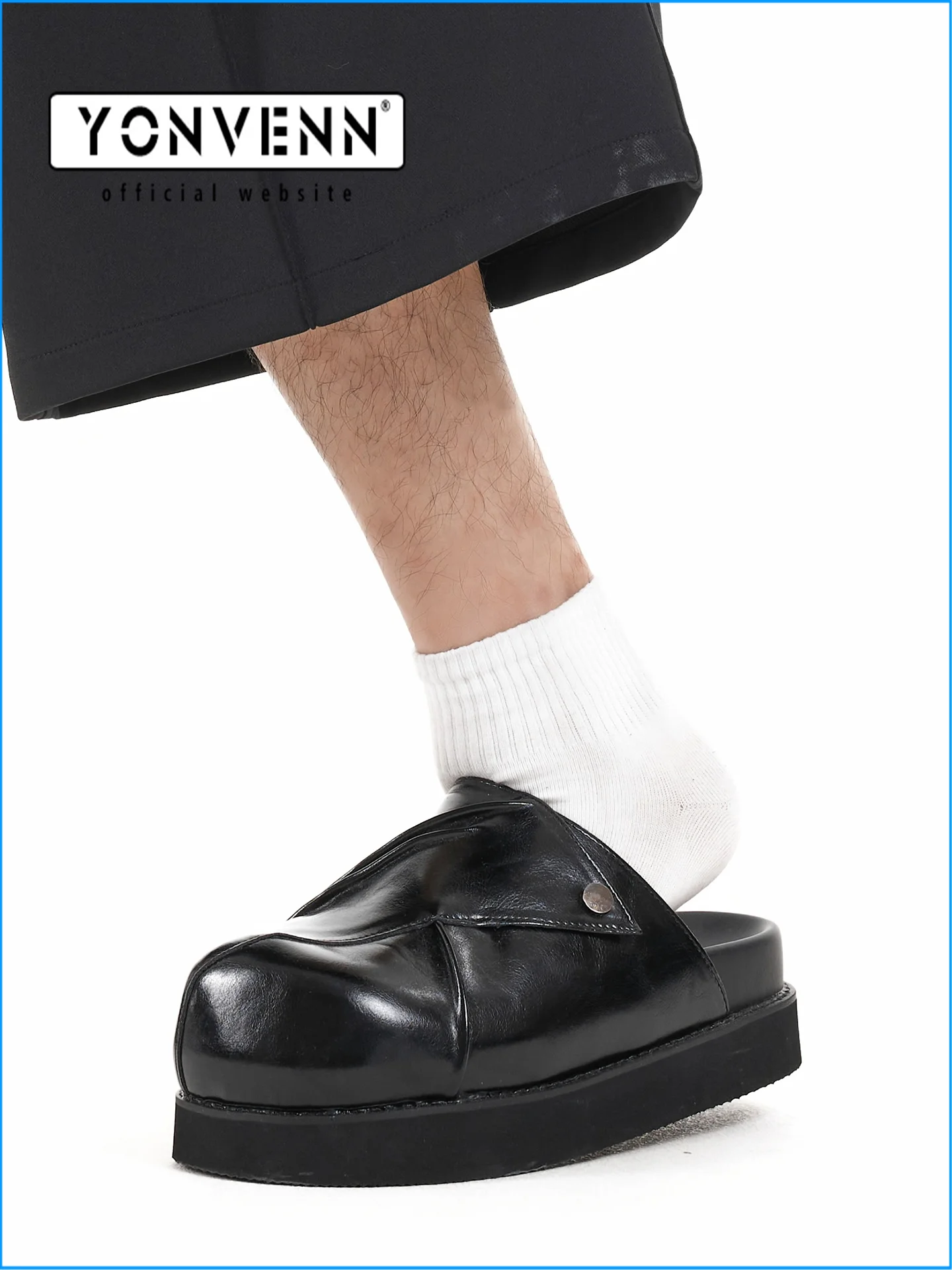 Retro design handmade Birken shoes men's top layer cowhide leather slippers big round toe leather shoes