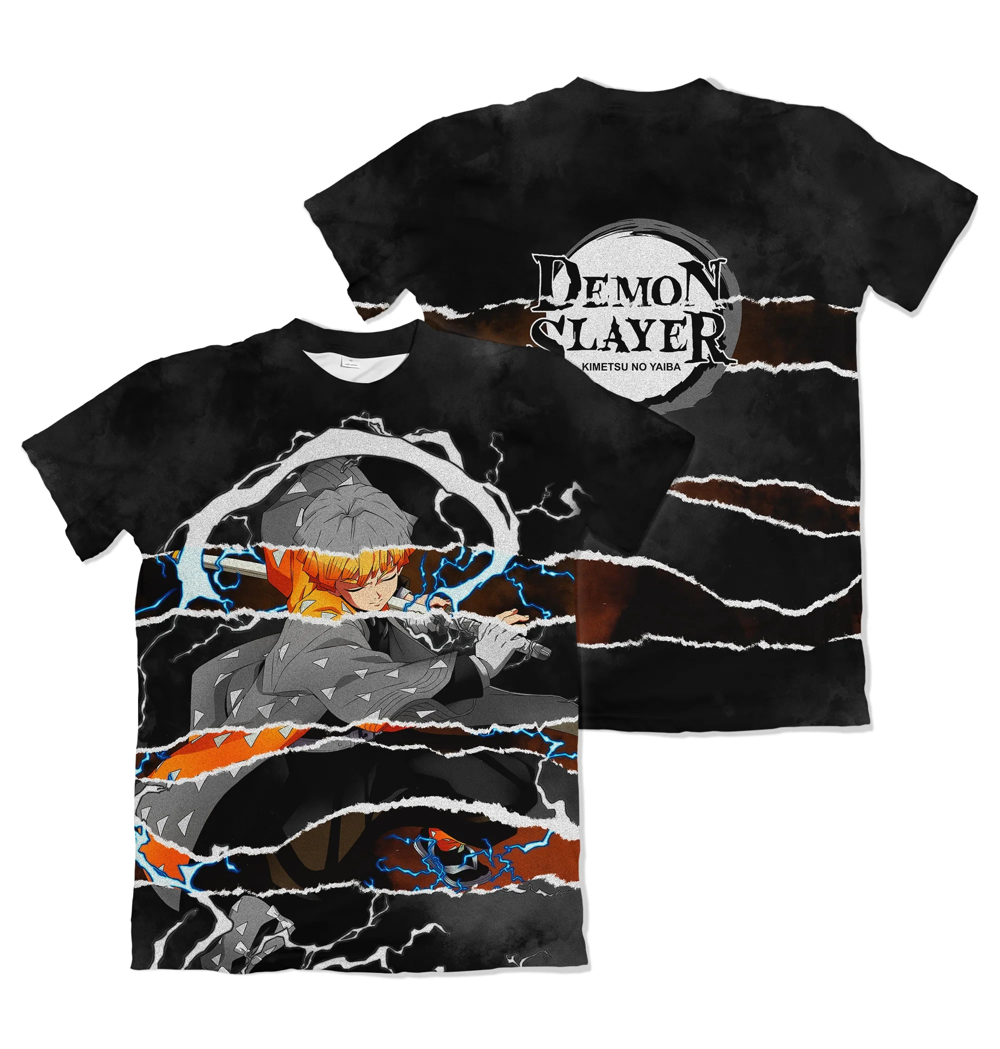 Anime Demon Slayer Sommer Neue Kollektion Unisex Übergröße Locker und Modisch Sitzende Cosplay Kurzarm-T-Shirts für Kinder