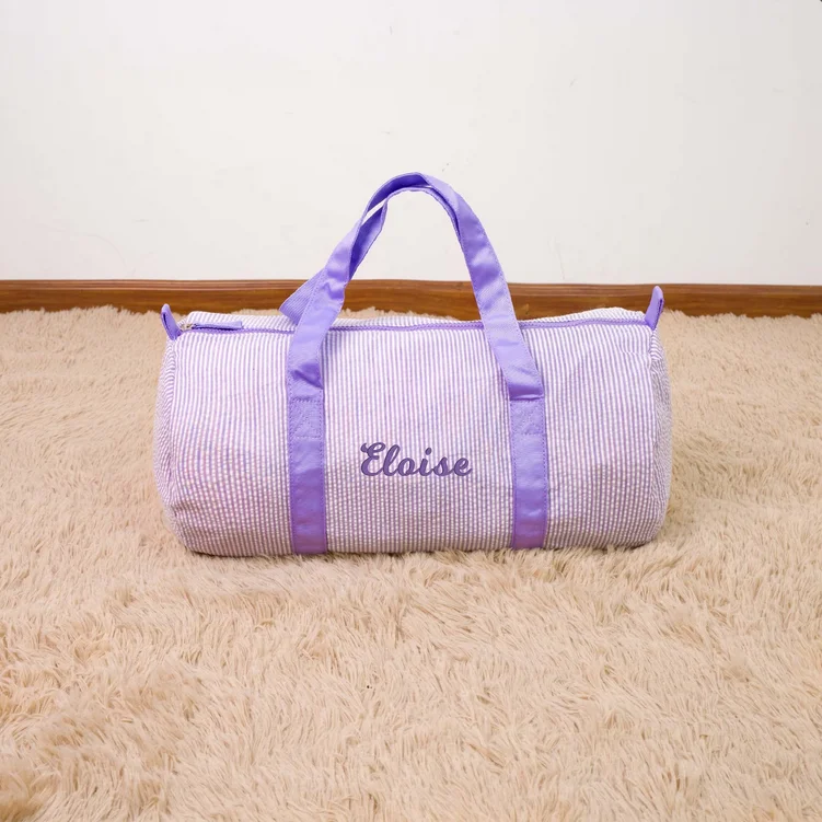 Bolsa de lona personalizada para bebé, bolsa de viaje con monograma de Seersucker, bolsa de baile para niños, bolsa de pañales para niños pequeños,