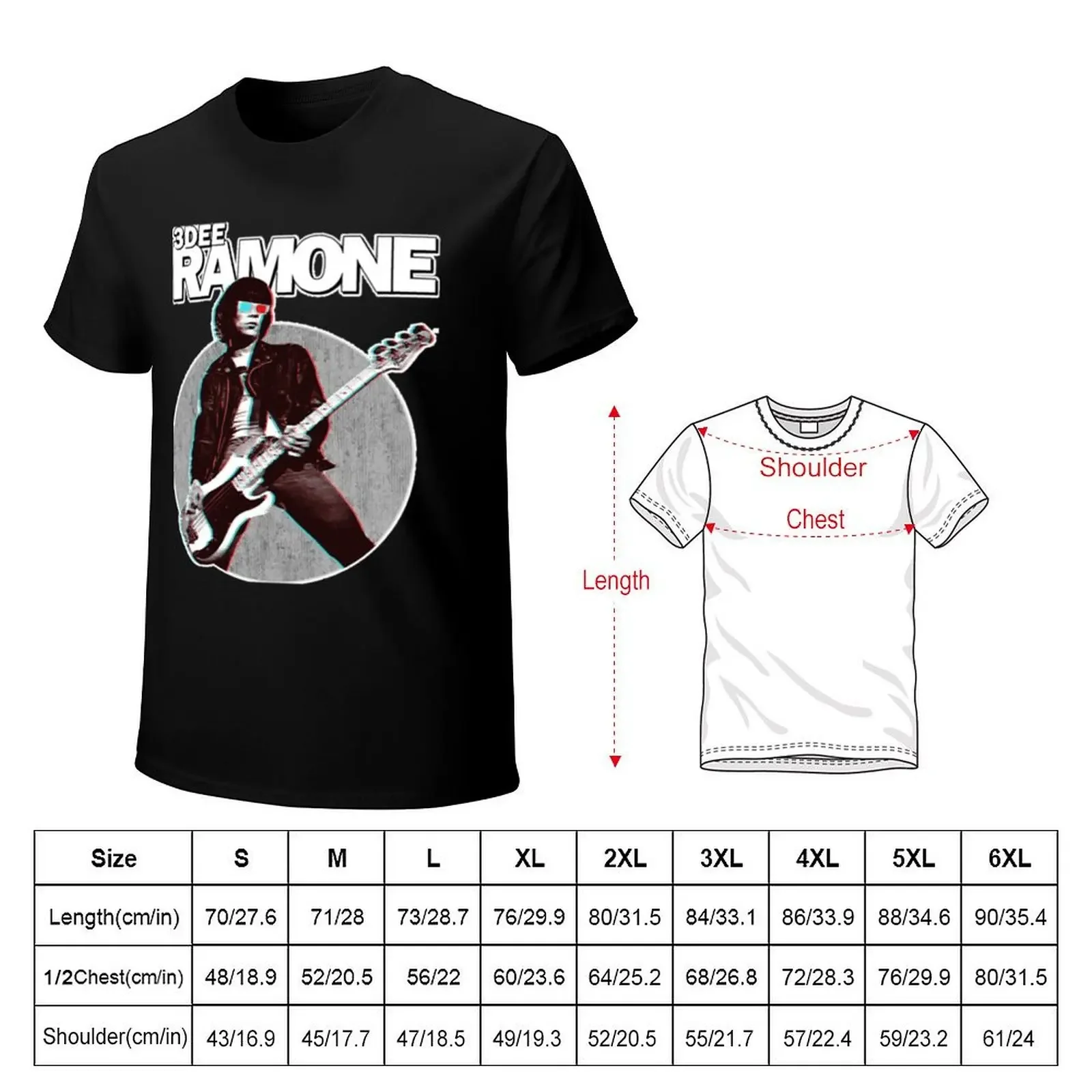 3DEE Ramone T-shirt plain tees blacks summer top T-shirts for men cotton