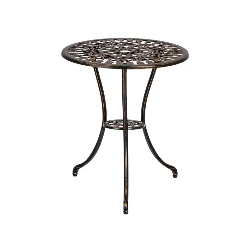 Aluminum Outdoor 3-Piece Tulip Bistro Set - Bronze Finish Table & Chairs for Patio Dining