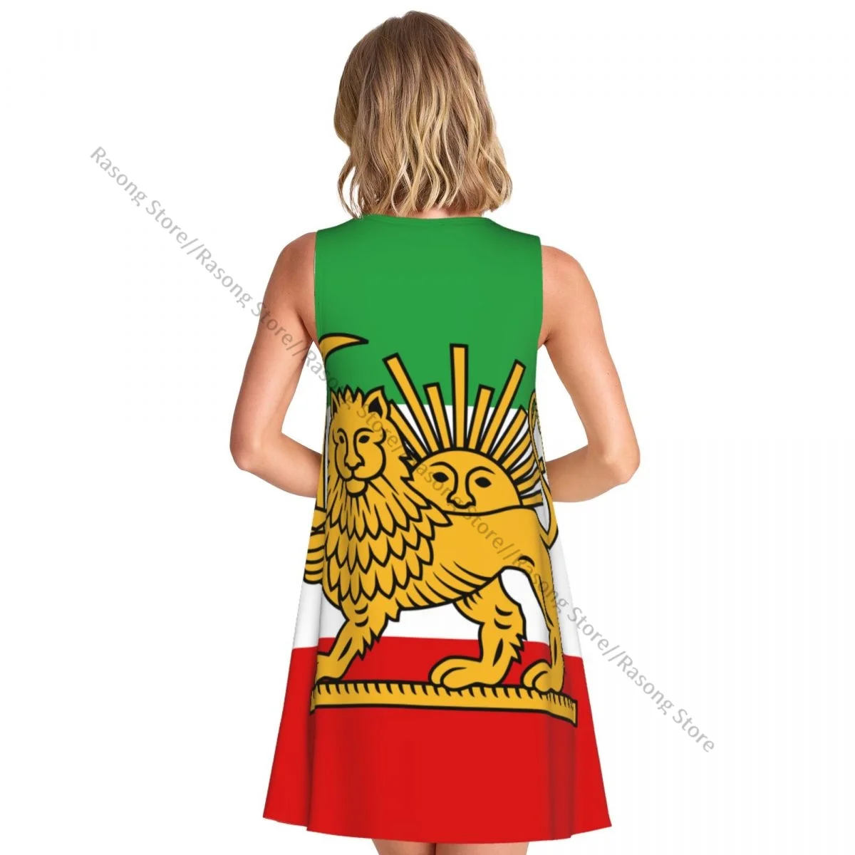 Women's Dress Tricolour Flag Of Iran Summer Casual T Shirt Beach Cover up Tank Dress