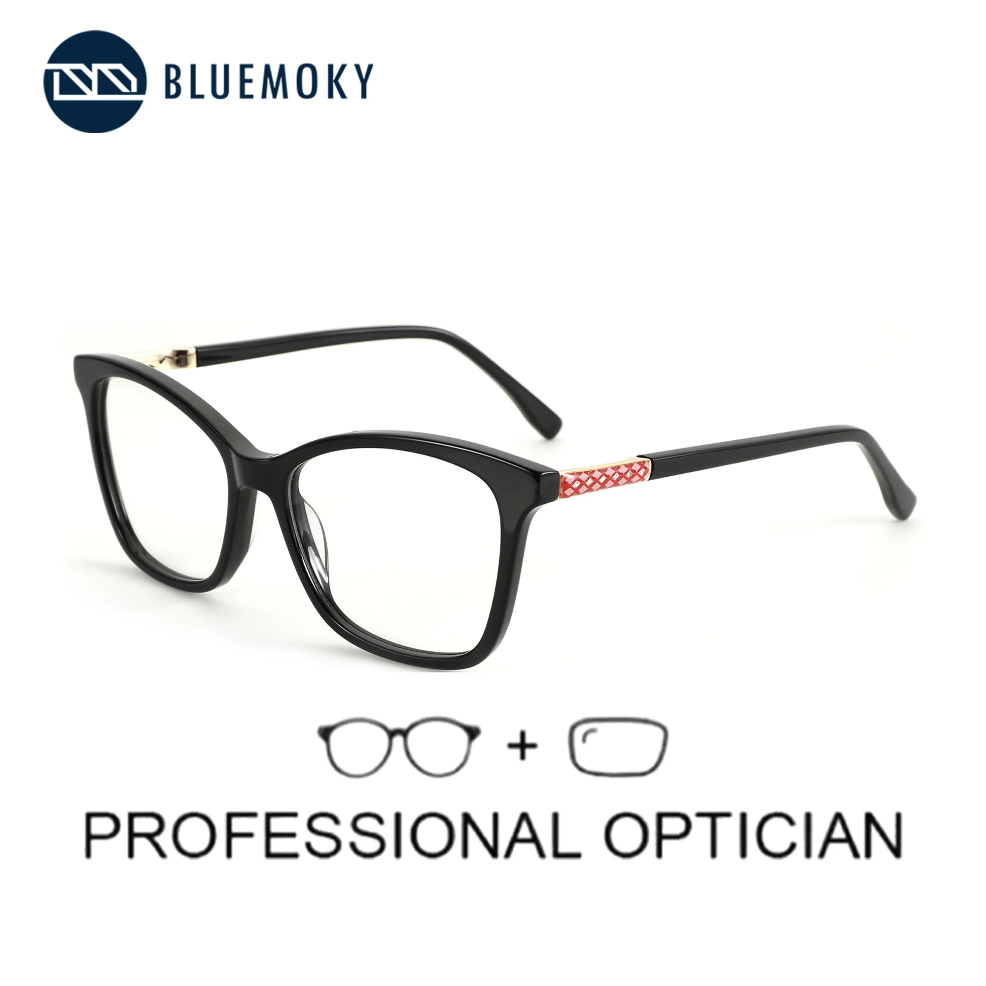 

BLUEMOKY Fashion Acetate Prescription Glasses Women Square Optical Eyeglasses Myopia Hyperopia Progressive Anti-Blu-ray YHS8033