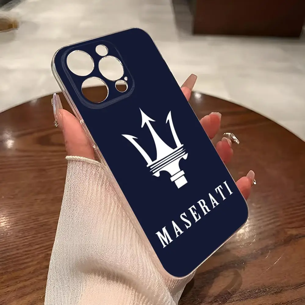 M-Maseratis-Coque transparente pour iPhone, compatible modèles 14Pro, 16, 15, 11, 12, 14 Pro Max, Mini 8 Plus, Poly XS, SE2020