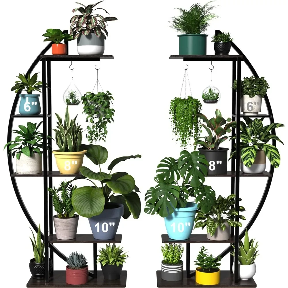 Plantas de interior Stand com gancho pendurado, prateleira grande planta, Flower Rack, Metal alto, 71"