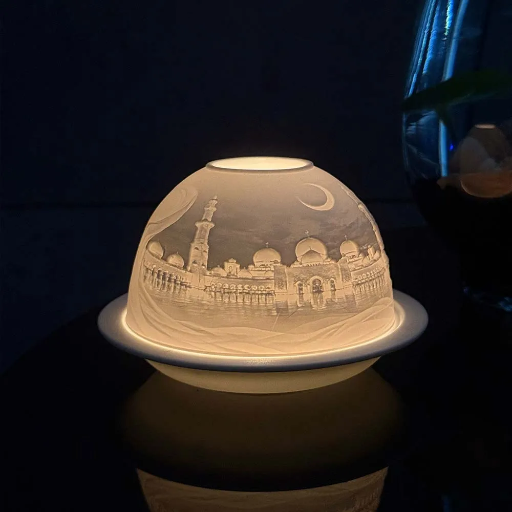 

New Religion Aladdin's Lamp Mosque of Mecca Building Porcelain Candle Holder Table Decorative Home Candelabra Centerpieces Gifts