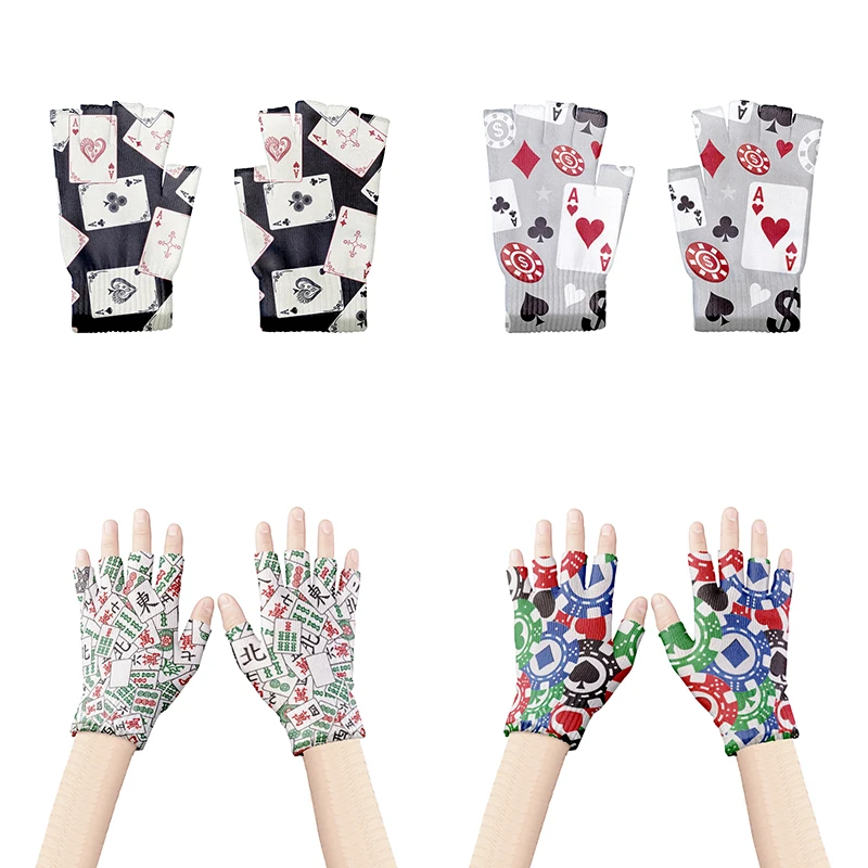 

Novelty Printed Half Finger Gloves Colorful Cute Women Fingerless Gloves Casual Sports Riding Unisex Knitted Gloves Work Gloves