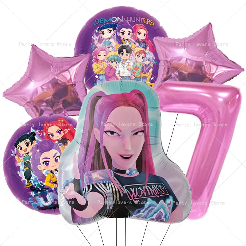 Anime-Figur Geburtstagszahlen 1-9 Ballon-Set Niedliche Party-Deko Luftballons 6 Stück Aluminiumfolie Ballon Deko-Werkzeug Foto-Requisiten Geschenk
