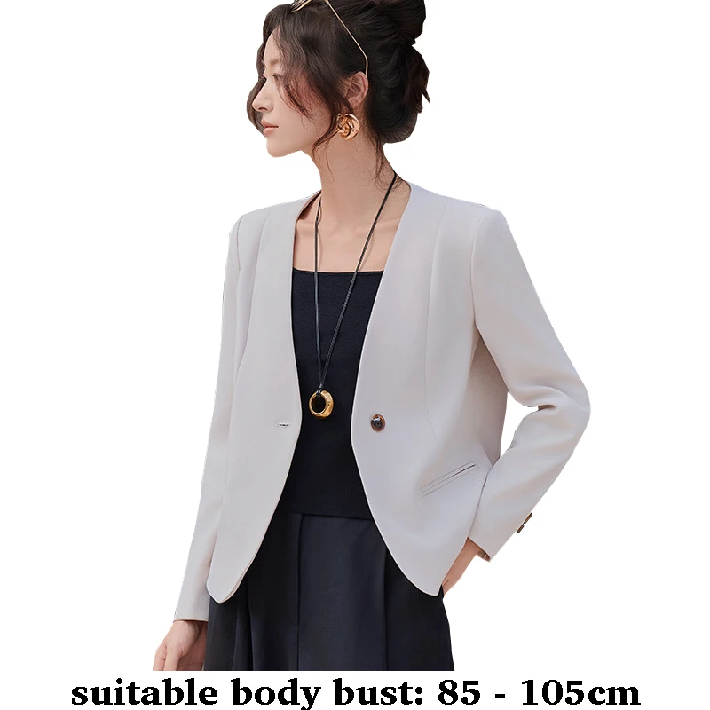 

High quality blazer for women V neck one button long sleeve jacket spring autumn 2025 elegant office clothes purple black white