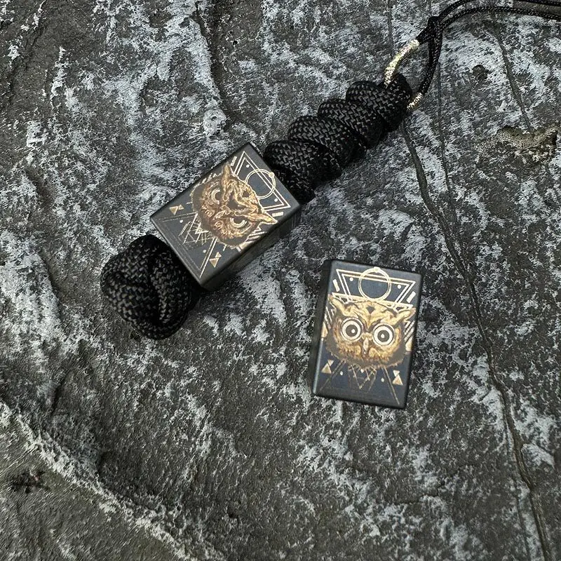 Tifire EDC Owl Titanium Alloy Pendant EDC Paracord Pendant Fingertip Push Card Decompression Toy Pendant
