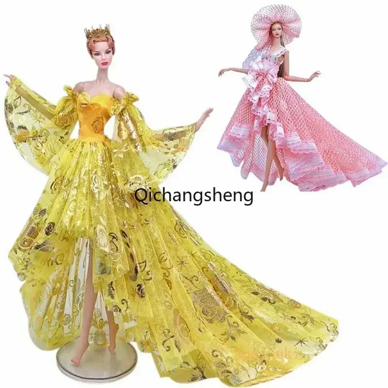 Trắng Đen Hoa Váy Đầm Cho Quần Áo Búp Bê Barbie Trang Phục 1/6 BJD Nhà Búp Bê Phụ Kiện Công Chúa Đảng Áo Choàng Đồ Chơi