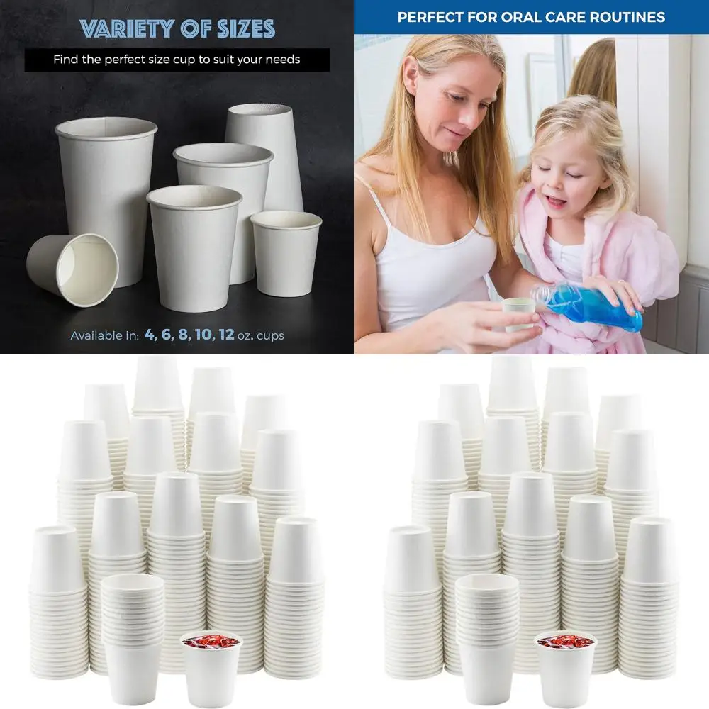 

1000 Count White 4oz Disposable Paper Cups for Beverages - Perfect for Parties and Water Stations