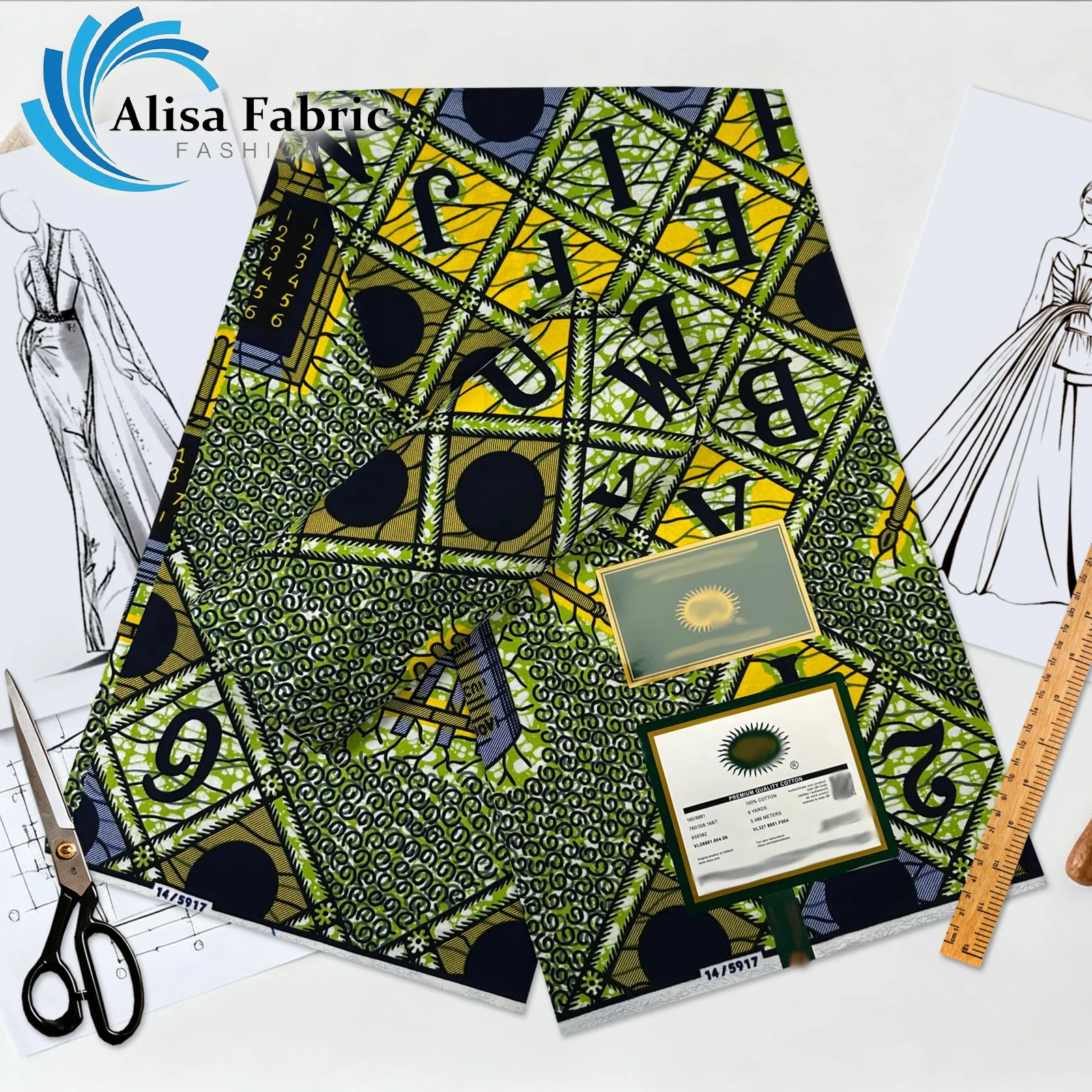 

2025 новый дизайн африканских восковых тканей hollandaise, 100% хлопок, ткань Анкара, высокое качество, 6 ярдов для свадьбы